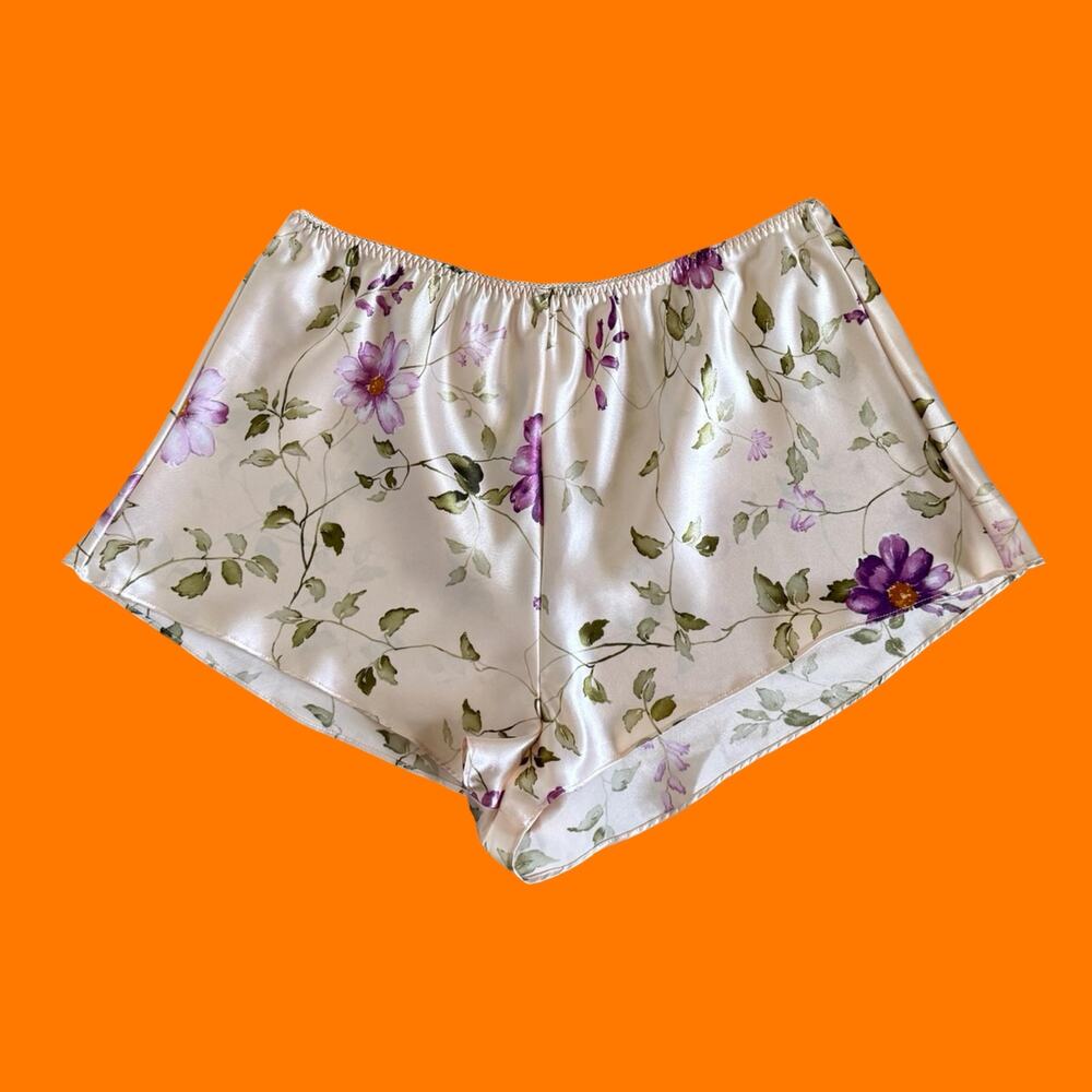 00's vintage baby pink satin dreamy sunflower y2k lingerie shorts MEDIUM